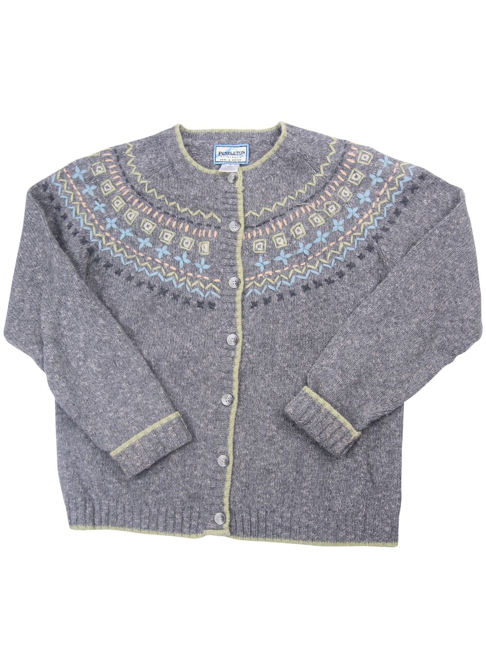 Vintage Pendleton Womens Small Wool Blend Cardigan Sweater Gray